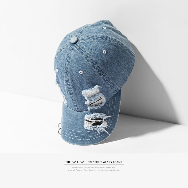 INFLATION Denim рваные поврежденные повседневные бейсболки модная уличная мужская