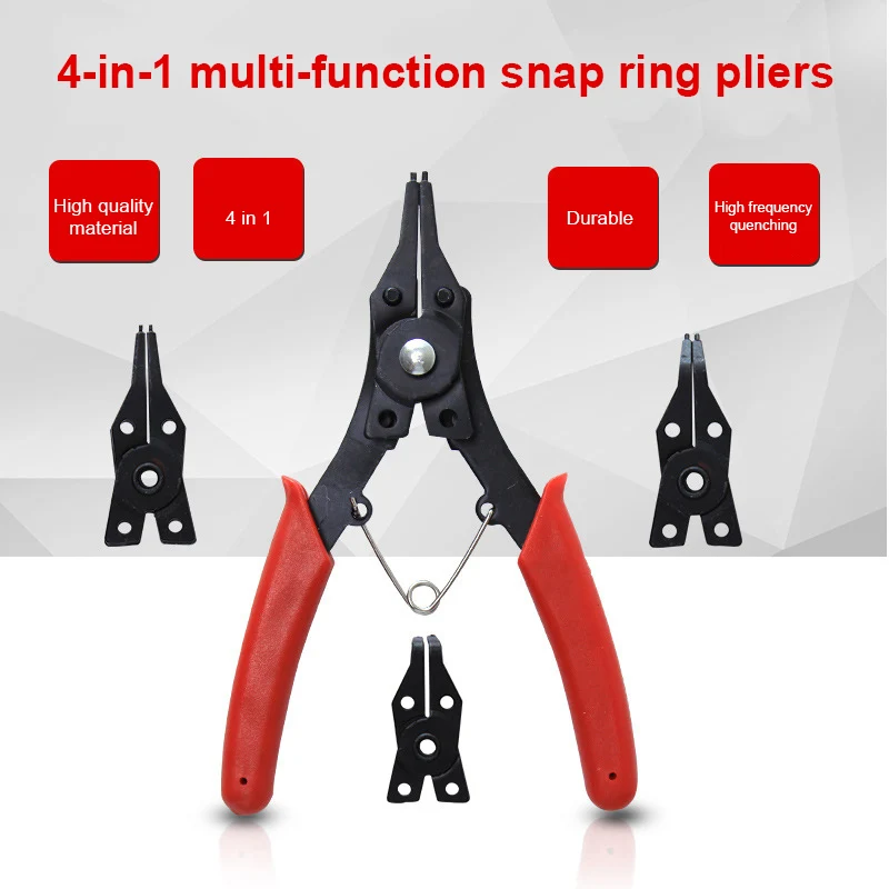 

4 in 1 Snap Ring Pliers Set Circlip Clamp Internal External High Carbon Steel Clamp Heads --M25
