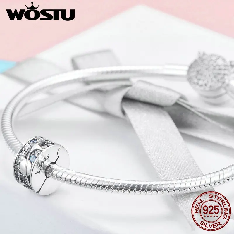 Браслет WOSTU CQC985 из стерлингового серебра 925 пробы с подвеской в виде шарма