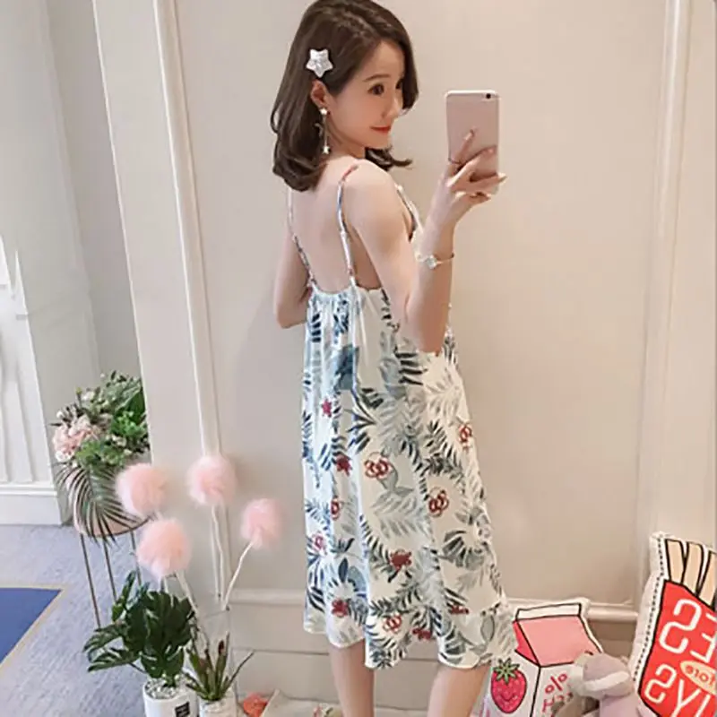 

Woman Pajamas Dress Buy 1 Get 1 Sling Cotton Pajamas 1 Peices V Neck Sleepwear Women Long Sleeves Breathable Sexy Robe Homewear