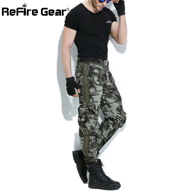 Refire gear армейские военные карго Брюки мужские SWAT мульти-карманы хлопок тактические брюки ВВС страйкбол камуфляж брюки