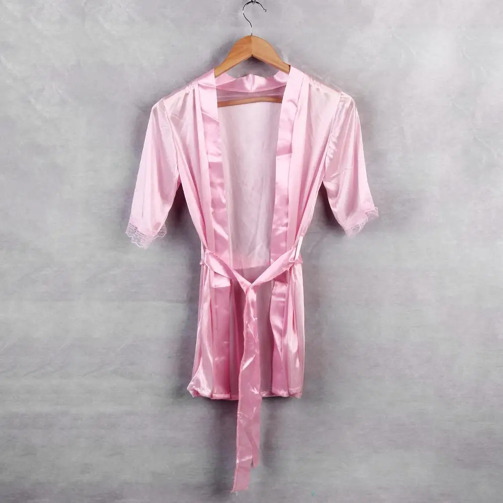 Комплект из 2 предметов, женское сексуальное белье Babydoll, Халат+ стринги, атласная кружевная Пижама, ночная рубашка, пижама, нижнее белье