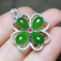 drop shipping womens necklace pendant natural green jasper jade flower drop pendant gift for females fashion fine jewelry