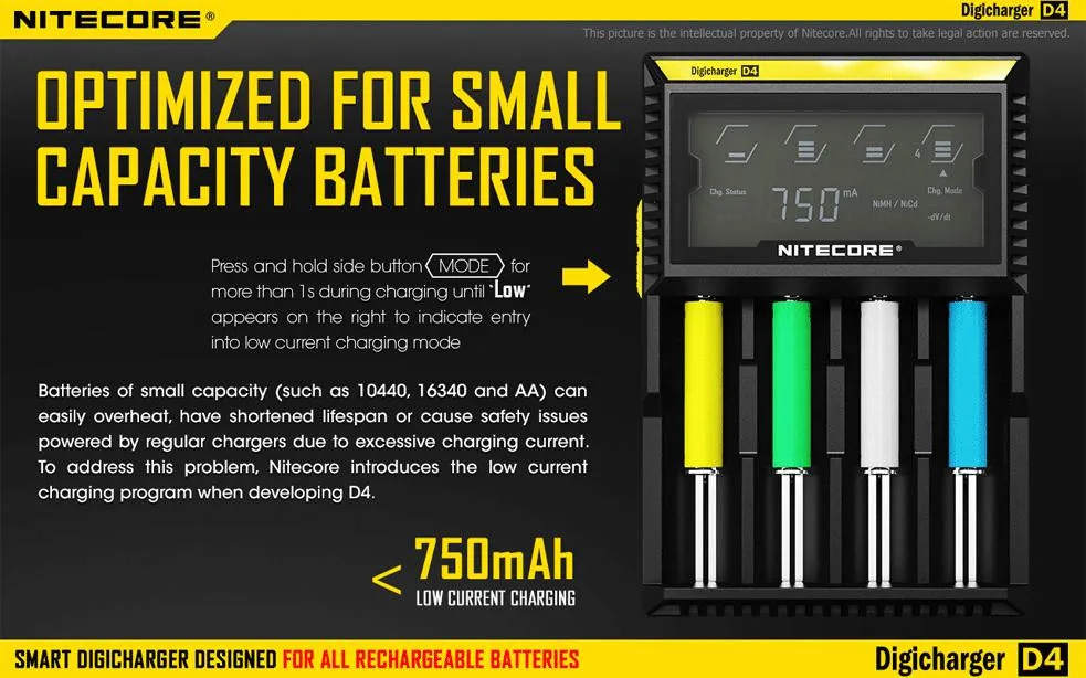 Оригинальное зарядное устройство Nitecore D4 Digi X2 универсальное Цифровое зарядное устройство 18650 ЖК-дисплей зарядное устройство для AA AAA Li ion Bat