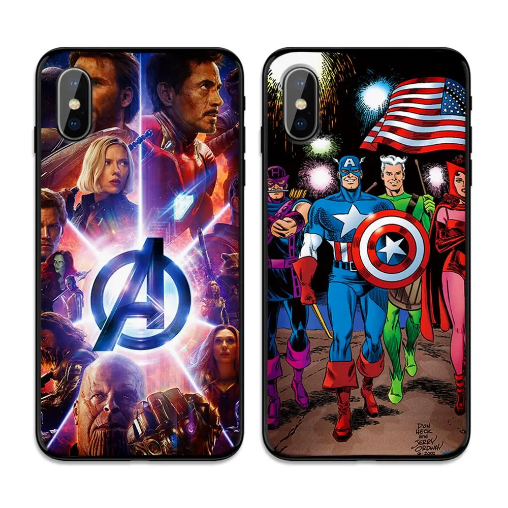 Marvel Мстители мягкая термополиуретановая крышка чехол для Apple iPhone 6 6S 7 8 Plus 5 5S SE X XS