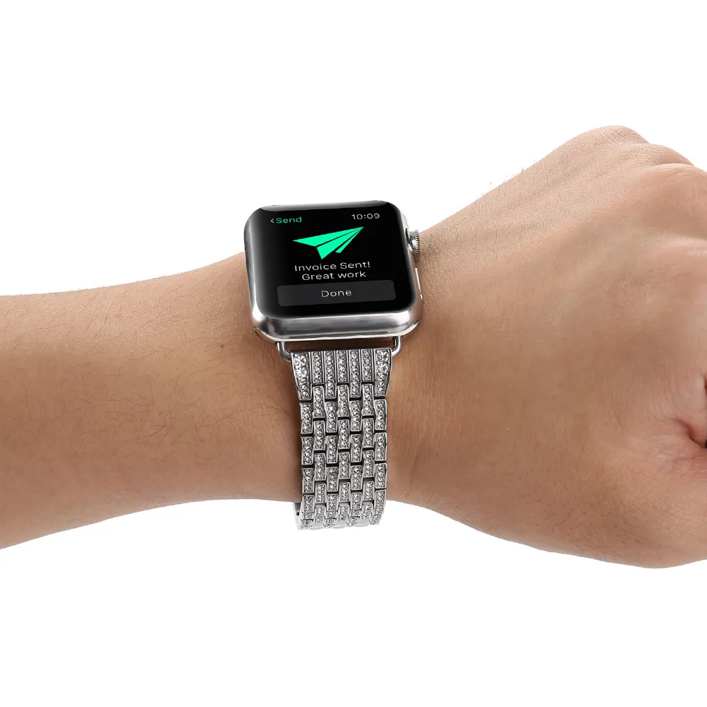 OSRUI бриллиантовый ремешок из нержавеющей стали для Apple watch 4 группа 44 мм 40 мм correa aple часы 42 мм 38 мм iwatch 3 2 браслет на запястье ремень