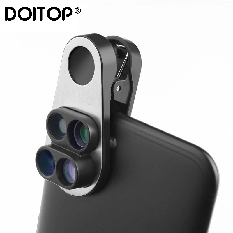 Комплект объективов для телефона DOITOP 4 в 1 макро объектив с широкоугольным