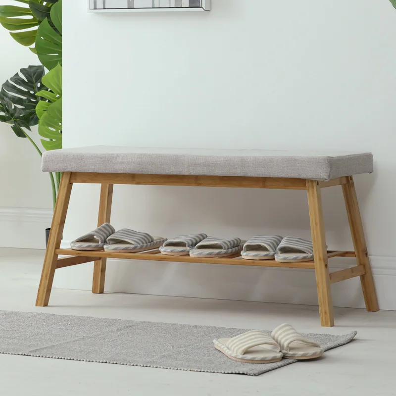 

shoe stool rack bamboo shoe cabinet Nordic Change shoes storage long bench ottoman shoes bench with soft cushion home furniture