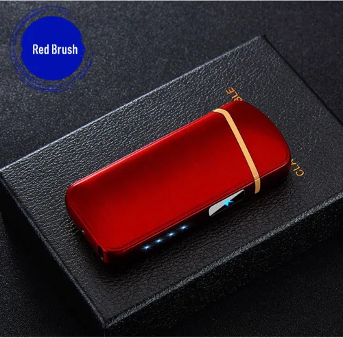 Red Brush Пальчиковая двойная дуговая зажигалка с дисплеем батареи электрическая зажигалка для сигарет металлическая ветрозащитная usb-зажигалка электронные гаджеты - Цвет: Red Brush