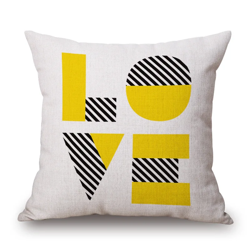 Винтажный чехол для подушки разноцветный желтый черный с узором дивана простой