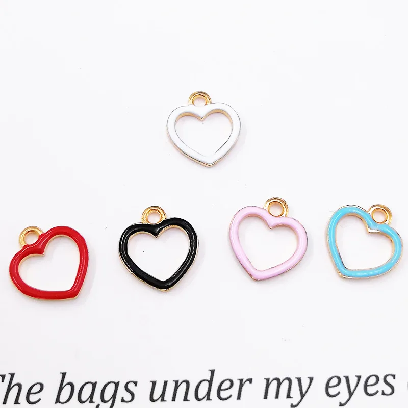 5 шт. металлические подвески в виде сердца с эмалью|Шармы| |