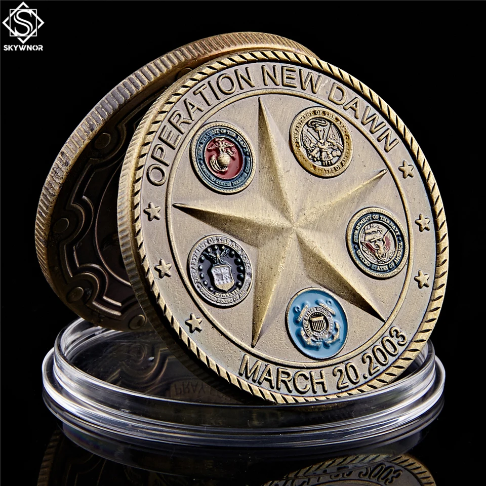 Бронзовая Монета США 2003 военная операция в Ираке новый рассвет Святейший Джордж