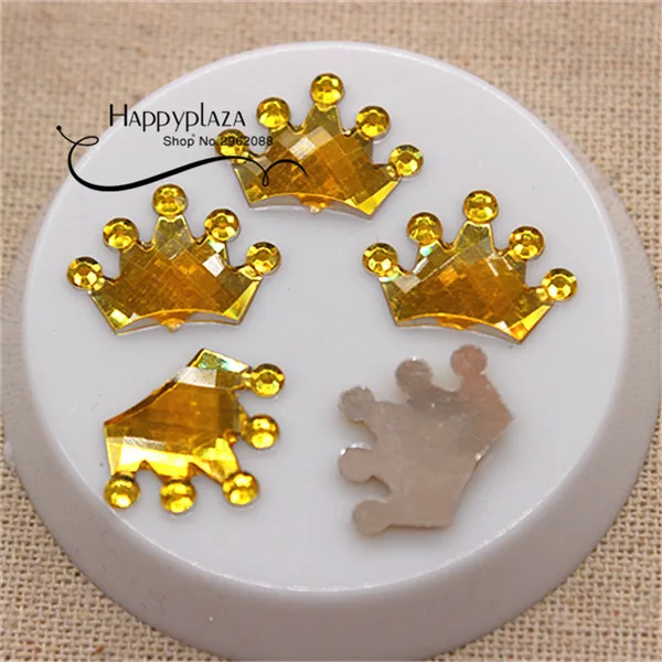 golden 100pcs 100 шт 13*19 мм новые акриловые стразы в форме короны украшения для детского душа, аксессуары для самостоятельного изготовления - Цвет: golden 100pcs