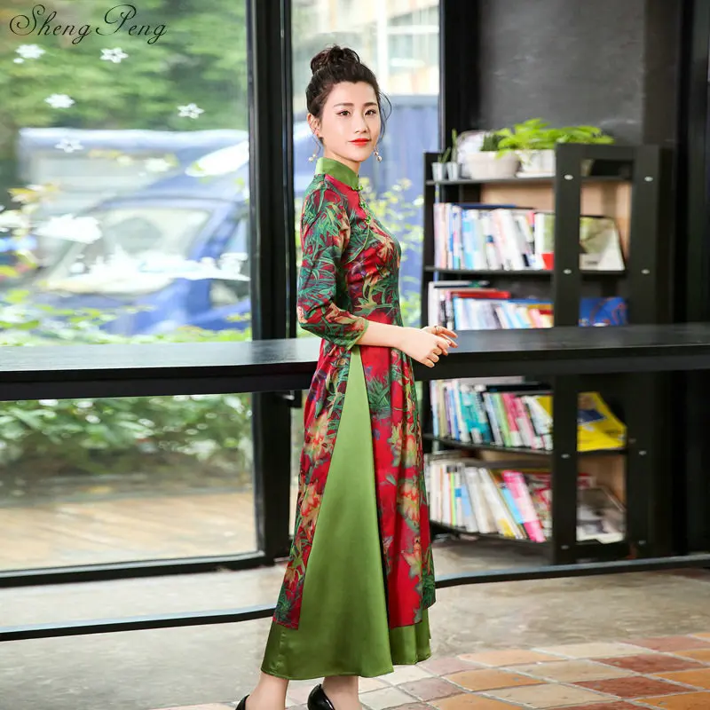 Традиционное платье Ципао 2018 вьетнамский аозай длинное китайское современное