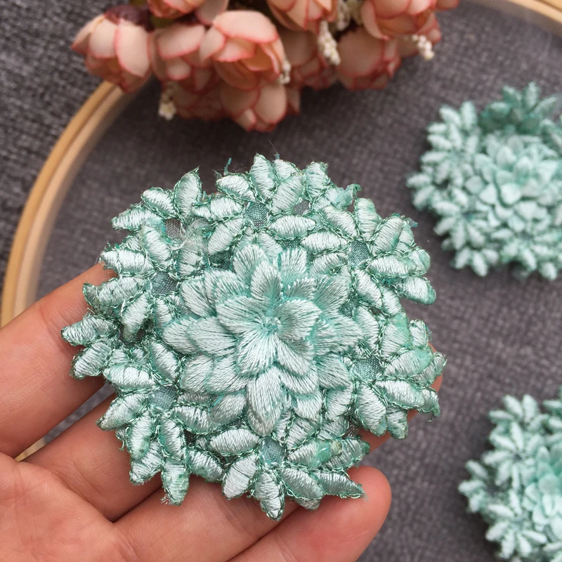 

3pc 7cm 3D Hydrangea Embroidery Patch Flower Patches Embroidered Flowers Applique Patches For Clothing Parches Sew On AC1297