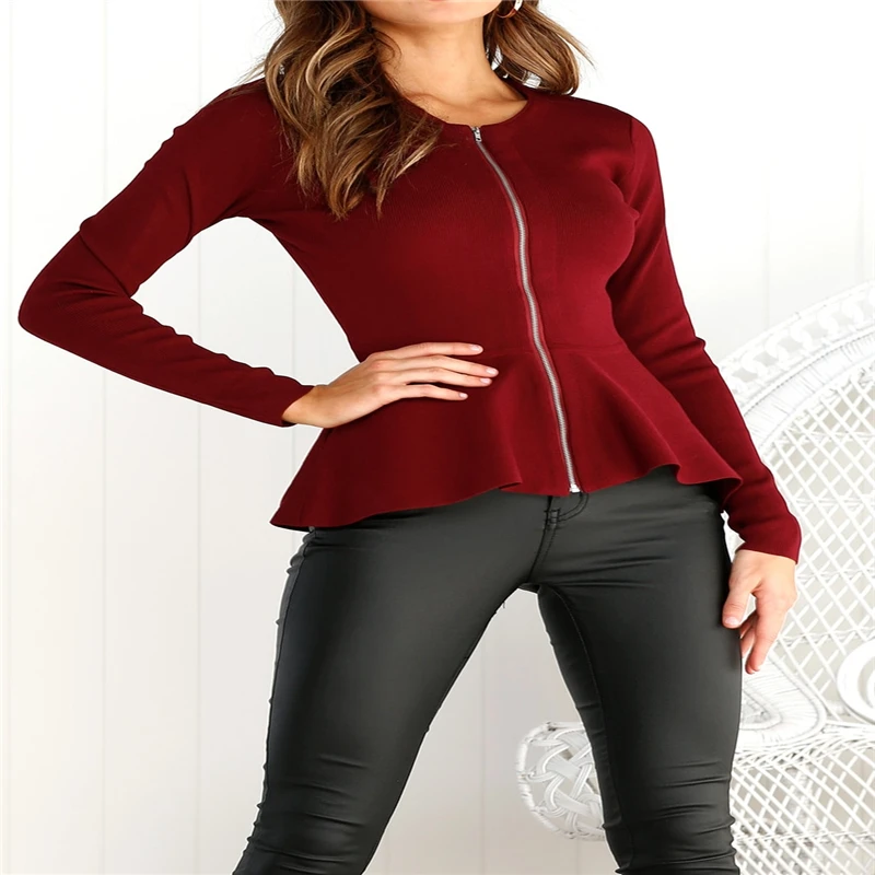 2018 осень-зима женская блузка Новая с длинным рукавом модная одежда Боковая