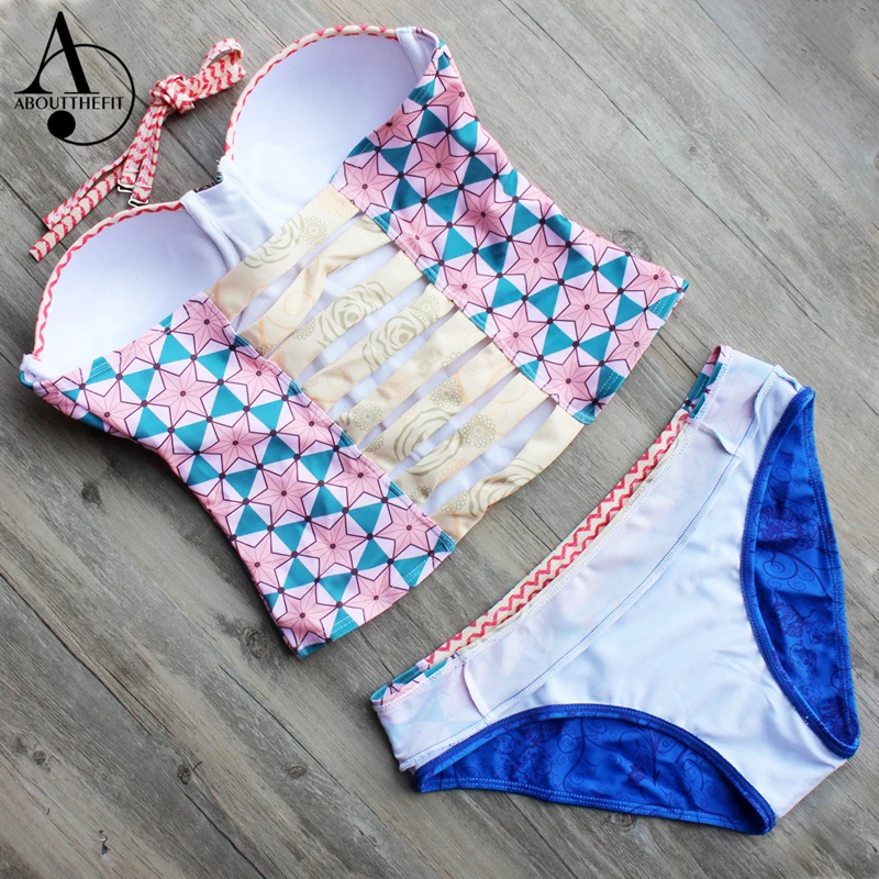 Бикини ABOUTTHEFIT женское Бандажное пикантное бикини с винтажным принтом Стильный