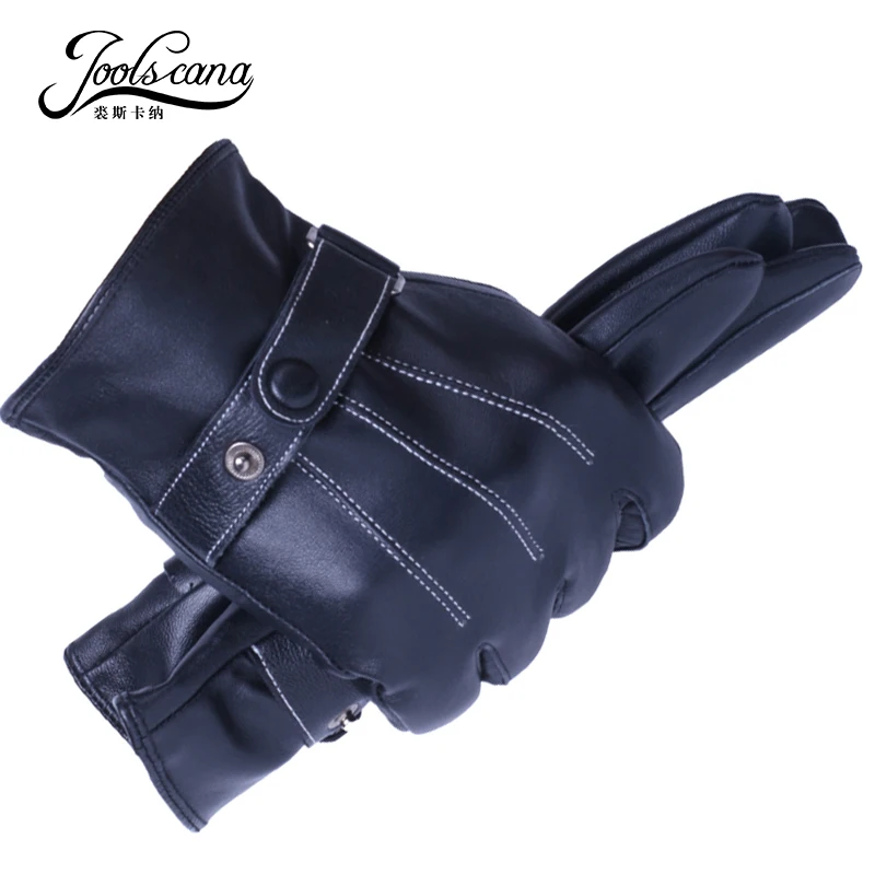 Joolscana зимние мужские перчатки из натуральной кожи с сенсорным экраном черные