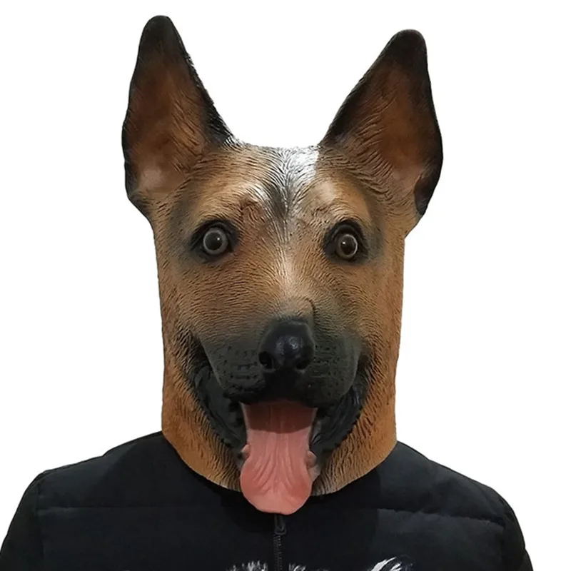 Горячая продажа Alsatian немецкая овчарка полиция собака Маска латекс Хэллоуин