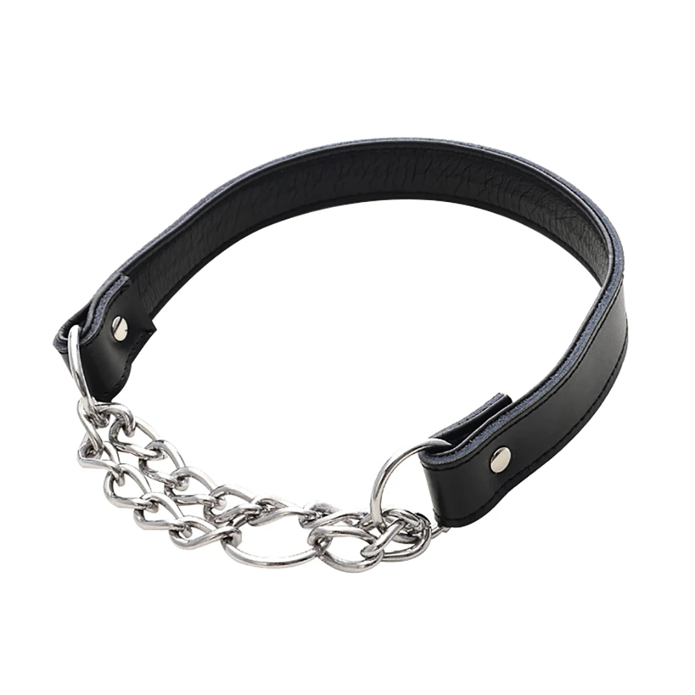 Ошейник для собаки из натуральной кожи мягкая удобная цепочка регулируемый