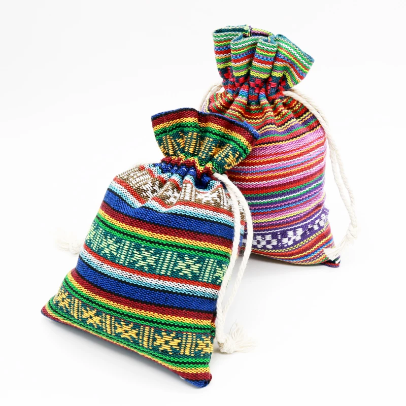 5pcs/lot Striped Design Cotton Bags 10x14 13x18cm Small Drawstring Gift Bag Muslin Pouch Jewelry Boutique Gifts Packaging | Украшения и