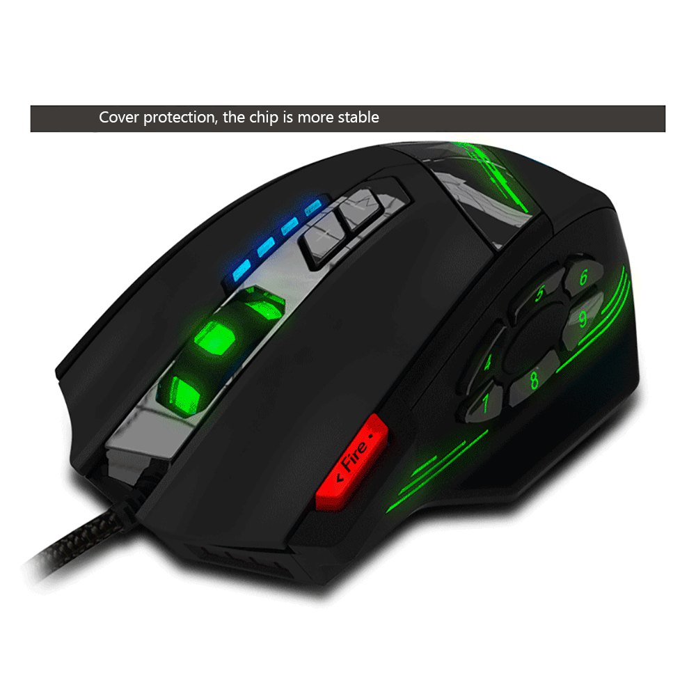ZELOTES C-12 Проводная мышь USB оптическая игровая мышь 12 программируемых кнопок компьютерная игровая мышь 4 регулируемых dpi 7 светодиодный фонарь