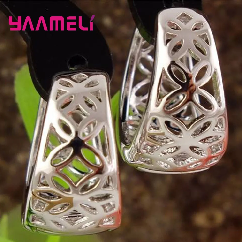 

Factory Price Vintage Styles Flowers Craved Hollow Big Hoop Earring For Women 925 Sterling Silver Fancy New Jewelry