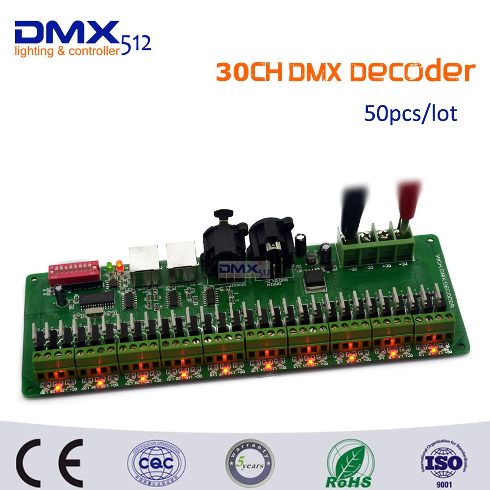 

DHL Free shipping 50pcs 30 channel DMX RGB LED strip controller decoder dmx512 decoder controlador dmx dimmer 12v console