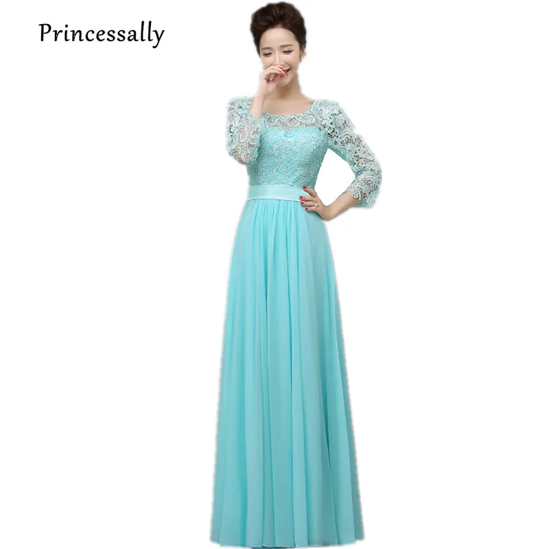 Платье для подружки невесты Длинное Элегантное кружевное платье небесно