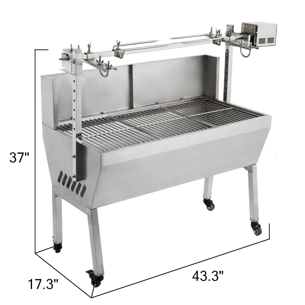Нержавеющая сталь барбекю СВИНЬЯ ягненка курица ростер с вертелом Rotisserie домашний инструмент