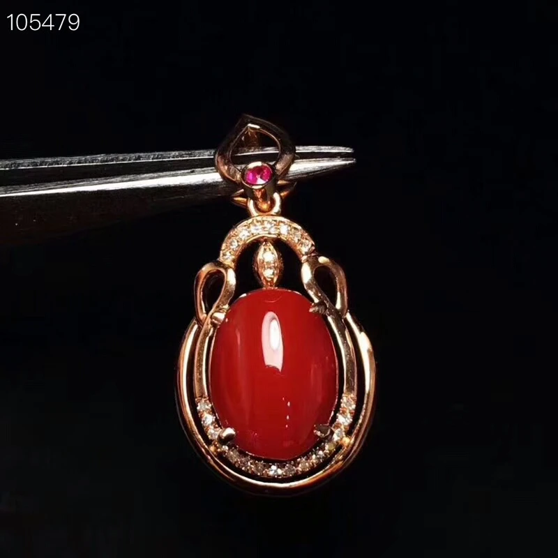 Ювелирный Комплект MeiBaPJ из натурального красного коралла кольцо и подвеска