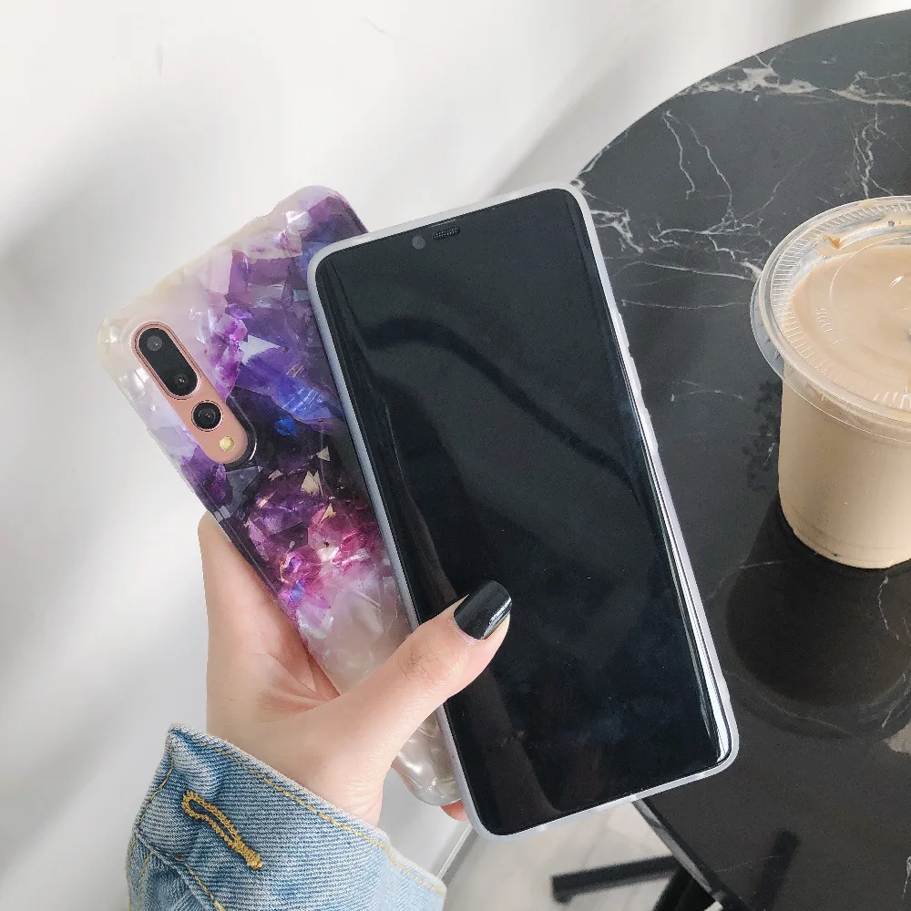 Ourdeals Аметист раковины чехол для телефона huawei Honor9 10 Mate10 20pro Nova 2s 3 3i 4 P30pro Глянцевая