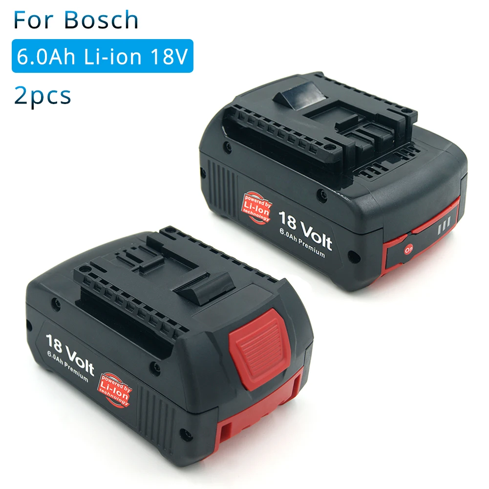 2 шт 18V 6000 мАч литиевая батарея для Bosch Перезаряжаемые Мощность инструмент Батарея BAT609 BAT610 BAT618 BAT619G BAT622 Batteria