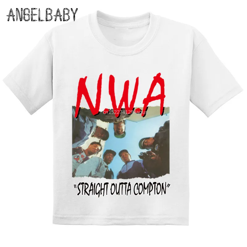 NWA Straight Outta Compton/Детская футболка с принтом, летняя Удобная хлопковая футболка для маленьких девочек, стильная одежда в стиле хип-хоп для мальчиков, GKT238