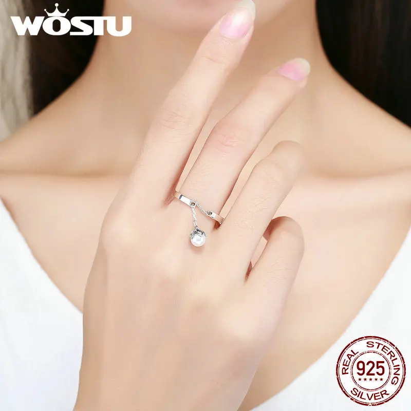 WOSTU, трендовый дизайн, 925 пробы, серебро, культивированная элегантность, регулируемые звенья, кольца для женщин, ювелирные изделия, рождественский подарок, BKR165