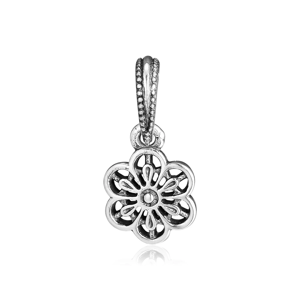 CKK Fit Pandora Браслеты Цветочные ромашки кружева амулеты 925 стерлингового серебра Шарм бусины для бусина для изготовления украшений