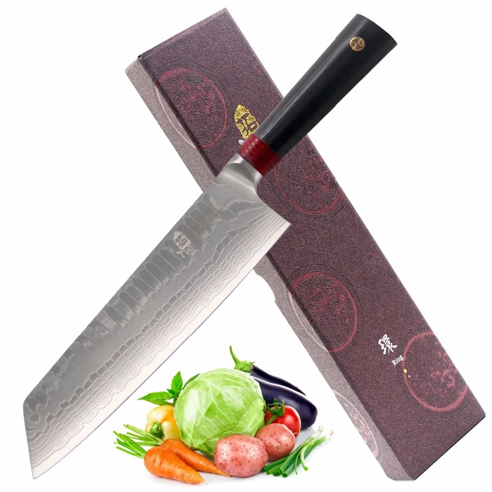 TUO столовые приборы Овощной kirisuke Ножи-Japnaese Дамаск AUS-10 HC Нержавеющая сталь Кухня Ножи-Эргономичный G10 ручка-8,5''