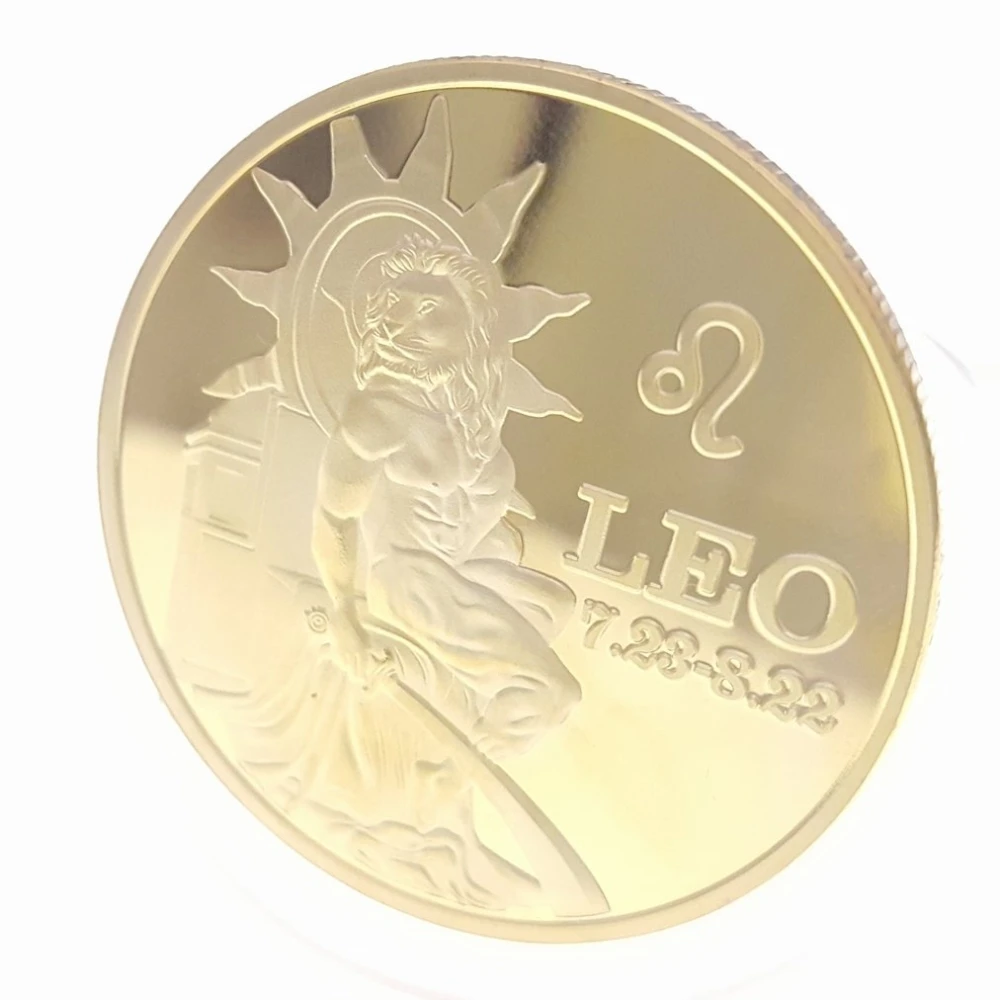 Commemorative Coin Collection Medal Souvenir Badge Coins Money Anniversary Leo Golden Dollar Twelve Constellation Cent | Дом и сад