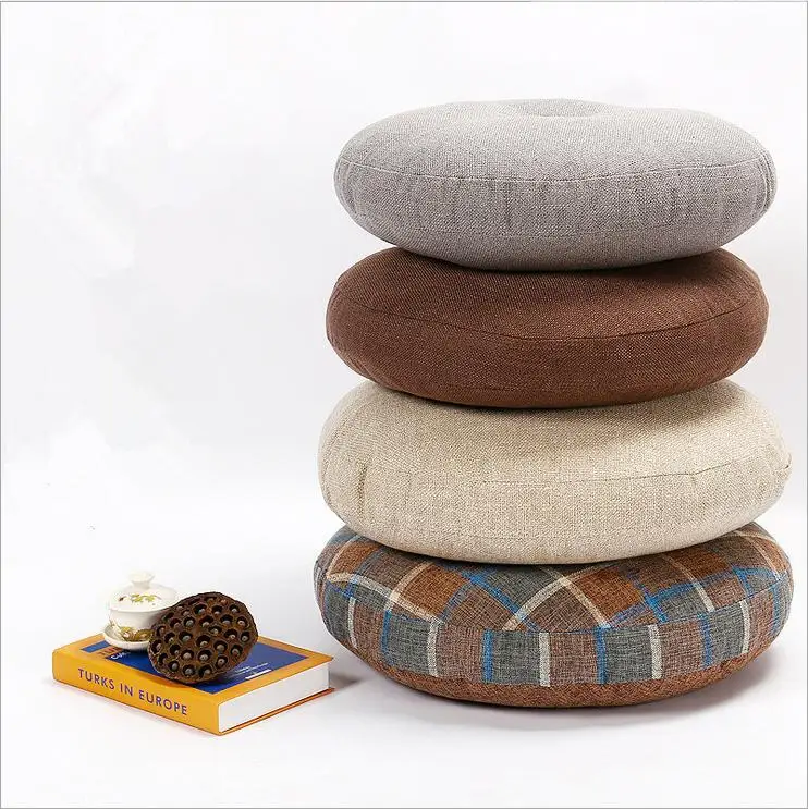 Красочные Толстая круглая подушка для стула из хлопка и льна Медитации Подушка