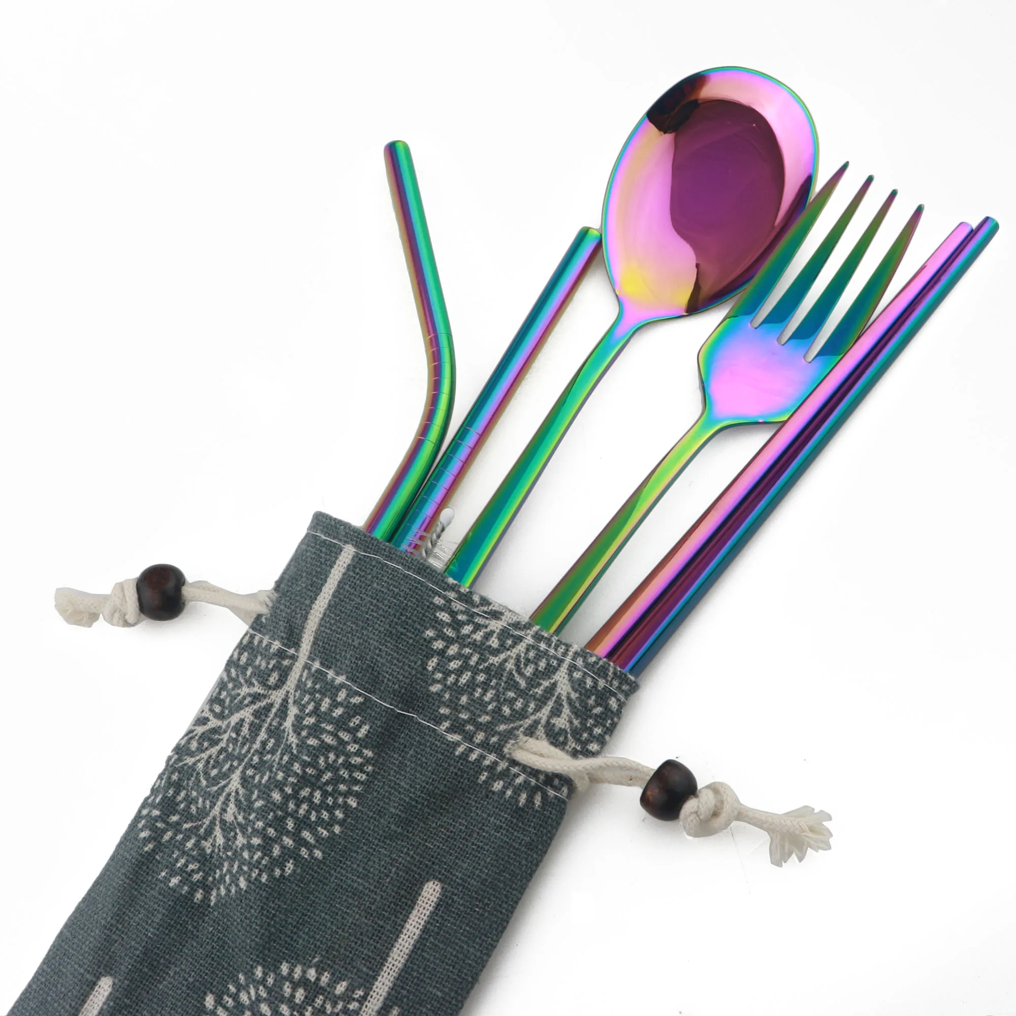 Красочные 304 нержавеющая сталь металлическая солома портативная Ложка Вилка