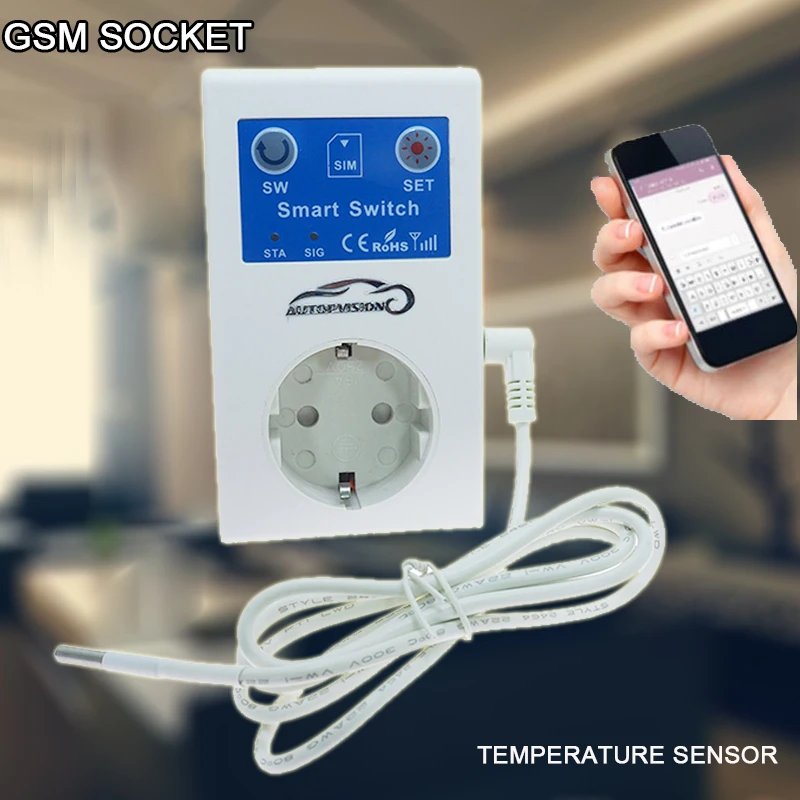 Умная штепсельная розетка GSM с датчиком температуры управление через SMS отзывы