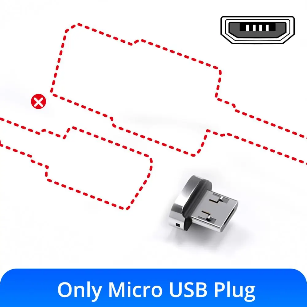 GUUGEI Магнитный кабель Micro USB кабель 3A Быстрая зарядка зарядный шнур Android кабель для передачи данных для мобильного телефона светодиодный индикатор шнур синхронизации - Цвет: Only Micro Plug
