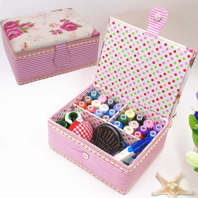 C-With accessories Многофункциональная коробка для одежды, швейная коробка, игла, лента, ножницы, нитки, набор для шитья, свадебные подарки для дома и путешествий, Бытовые аксессуары - Цвет: C-With accessories