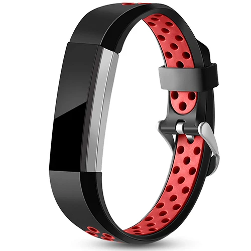 Black red Tschick Для Fitbit Alta/Alta HR полос, спортивный сменный аксессуар браслет с пряжкой для часов маленький и большой - Цвет: Black red