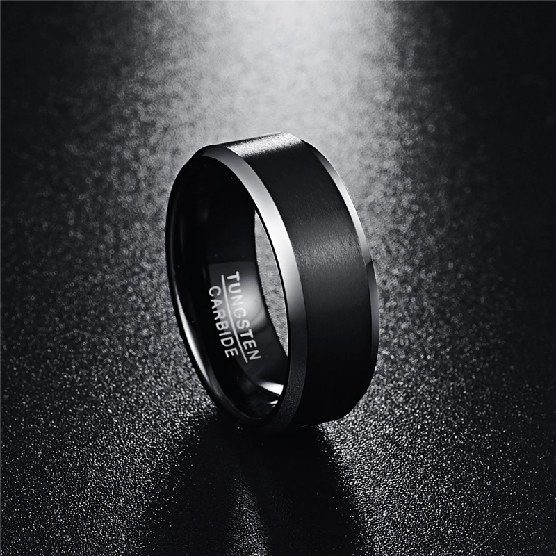 Anillos para hombres 8 мм мужское кольцо из карбида вольфрама Черные обручальные кольца подарок обещающая лента Pierscienie