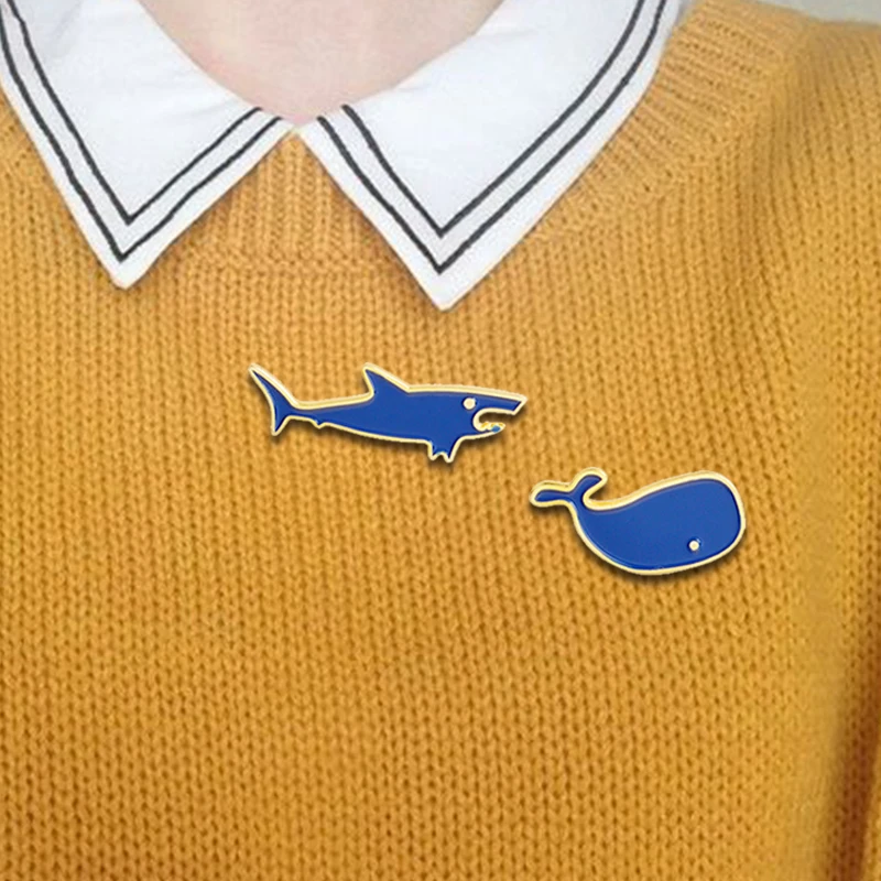 Брошь в виде морского животного акулы и Кита Модное детское Ювелирное Украшение