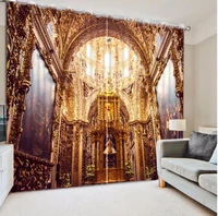 3d curtain european photo customize size 3d church curtains golden curtains window curtain for living room