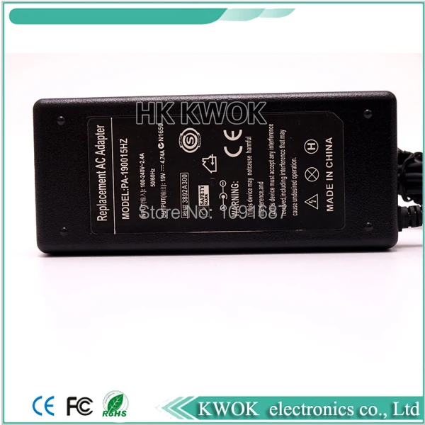 Free DHL/Fedex 50pcs/lot 19V 4.74A 7.5x5.0mm AC Charger Power Supply For hp Laptop G4 DV3 DV4 DV5 DM4 6515b 6715b 6910p