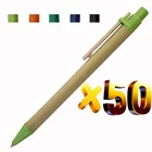 Шариковая ручка из экологически чистой бумаги с деревянными зажимами, экологически чистые шариковые ручки, рекламный логотип на заказ, 50 шт.партия