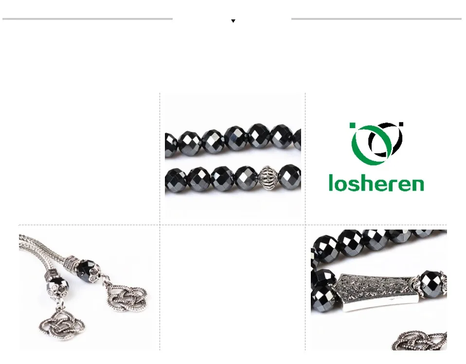 LOSHEREN 8 мм натуральный гематит камень кисточкой кулон 33 молитва бусины исламский мусульманский тасбих Бог Мохаммед четки для семьи